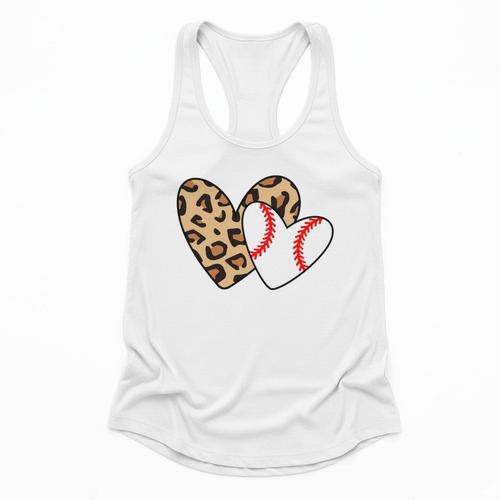 Baseball Heart Leopard Heart Sport Baseball Mom Flowy Tank - Sportilla