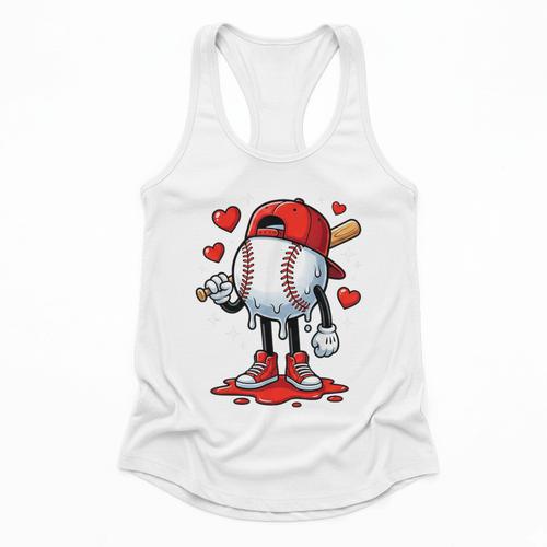 Baseball Ice Cream Drip Valentines Day Sports For Kids Boys Flowy Tank - Sportilla