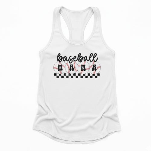 Baseball Mama Retro Groovy Baseball Mom Mother Game Day Flowy Tank - Sportilla