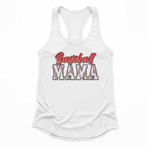 Baseball Mama Retro Groovy Baseball Mom Women Mother's Day Flowy Tank - Sportilla