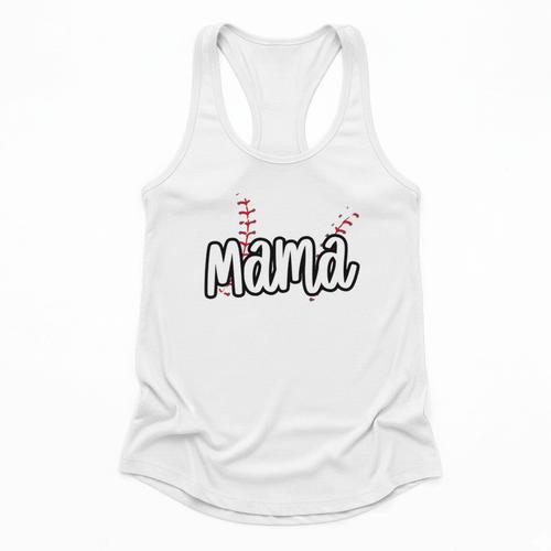 Baseball Mama Scribble Heart Baseball Mom Sports Team Tball Flowy Tank - Sportilla