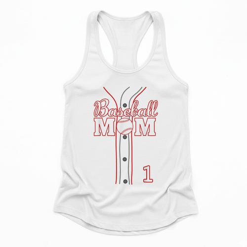 Baseball Mom 1 Number 1 Jersey Team Numbered Jersey Flowy Tank - Sportilla