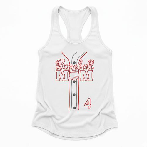 Baseball Mom 4 Number 4 Jersey Team Numbered Jersey Flowy Tank - Sportilla