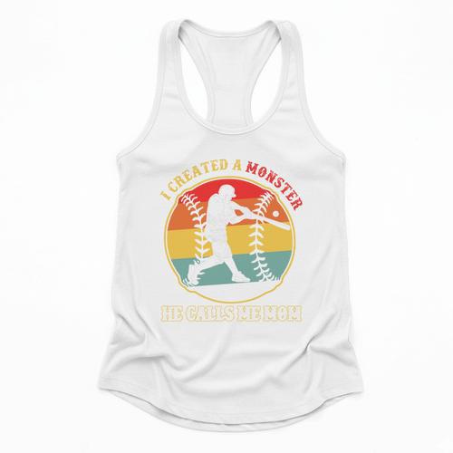 Baseball Mom I Created A Monster He Calls Me Mom Flowy Tank - Sportilla