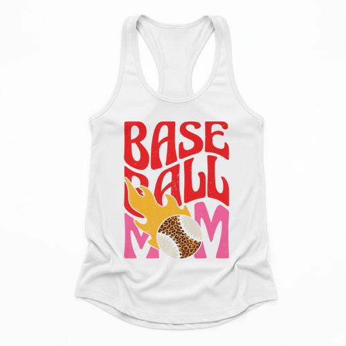Baseball Mom Game Day Trendy Pink Leopard Mama Premium Flowy Tank - Sportilla
