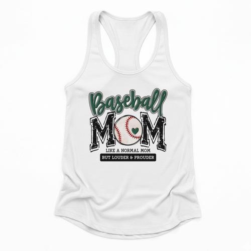 Baseball Mom Green Varsity Baseball Mama Cute Mother's Day Flowy Tank - Sportilla