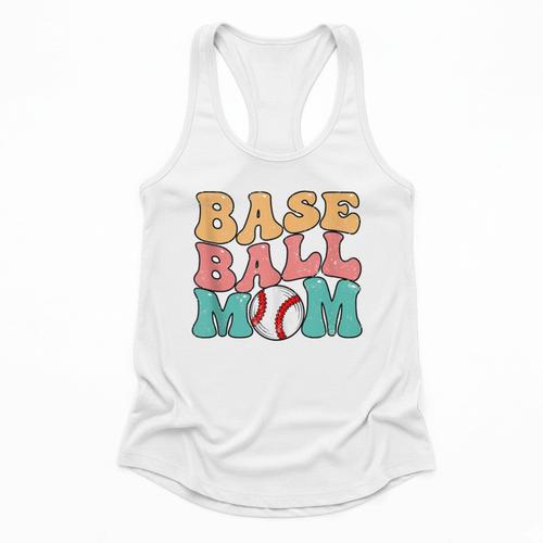 Baseball Mom Groovy Baseball Mom Flowy Tank - Sportilla