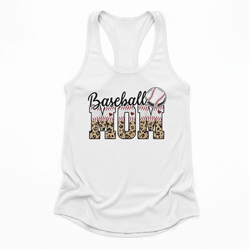 Baseball Mom Leopard Game Day Vibes Baseball Mama Flowy Tank - Sportilla