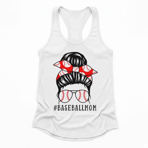 Baseball Mom Leopard Messy Bun Game Day Flowy Tank - Sportilla