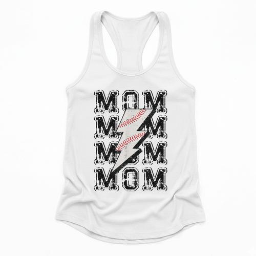 Baseball MOM Lightning Bolt Tshirt Retro Flowy Tank - Sportilla
