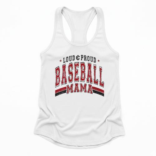 Baseball Mom Baseball Mama Mother's Day Red Loud Proud Flowy Tank - Sportilla