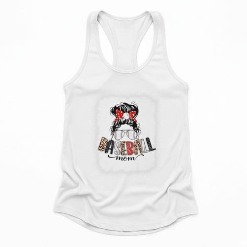 Baseball Mom Messy Bun Mommy Baseball Player Premium Flowy Tank - Sportilla