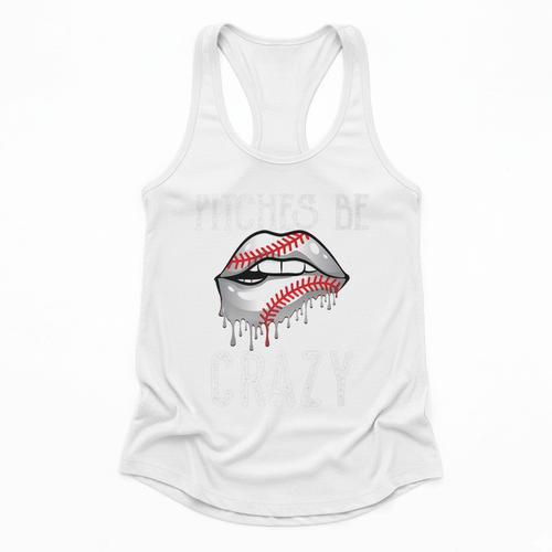 Baseball Mom Pitches Be Crazy Lips Premium Flowy Tank - Sportilla