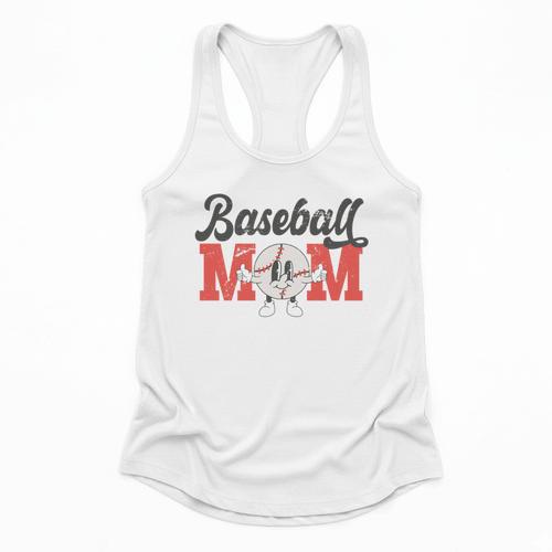 Baseball Mom Retro Distressed Baseball Family Matching Flowy Tank - Sportilla