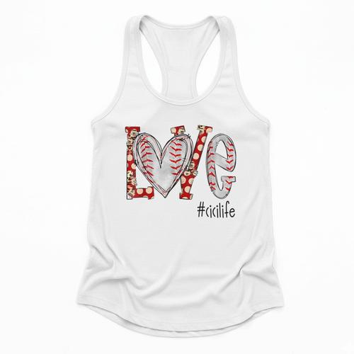Baseball Mom Shirt Heart Love Baseball Cicilife Flowy Tank - Sportilla