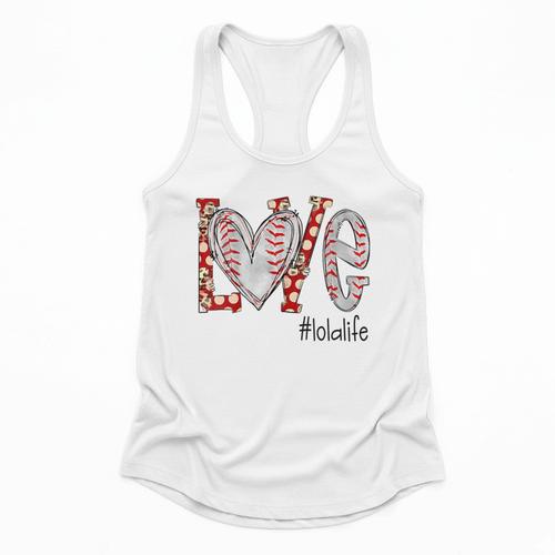 Baseball Mom Shirt Heart Love Baseball Lolalife Flowy Tank - Sportilla