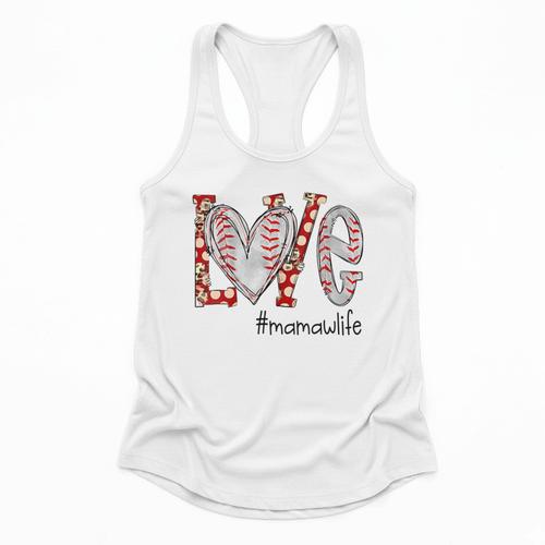 Baseball Mom Shirt Heart Love Baseball Mamawlife Flowy Tank - Sportilla