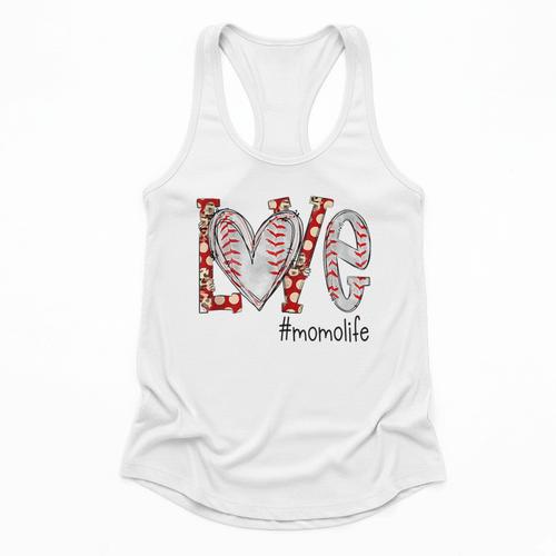 Baseball Mom Shirt Heart Love Baseball Momolife Flowy Tank - Sportilla