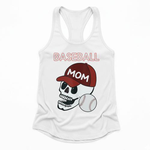 Baseball Mom Skull Sports Skeleton Flowy Tank - Sportilla
