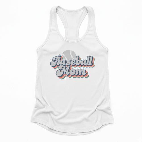 Baseball Mom Sporty Retro Baseball Team Momma Gray Flowy Tank - Sportilla