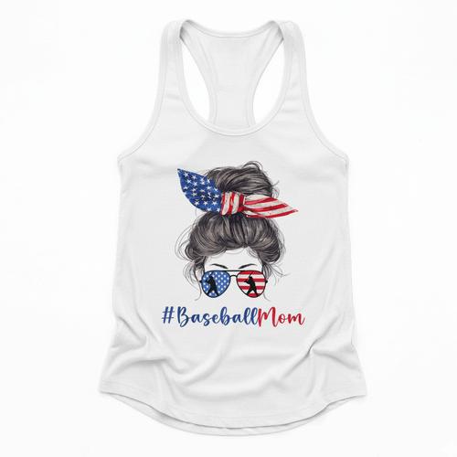 Baseball Mom USA American Flag 4th Of July Flowy Tank - Sportilla