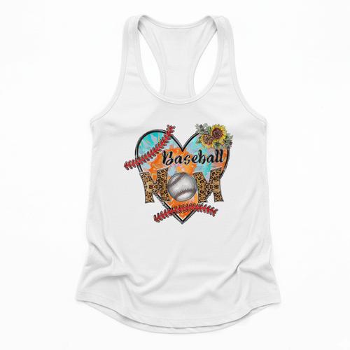 Baseball Mom Valentine Leopard Heart Softball Mother's Day Flowy Tank - Sportilla