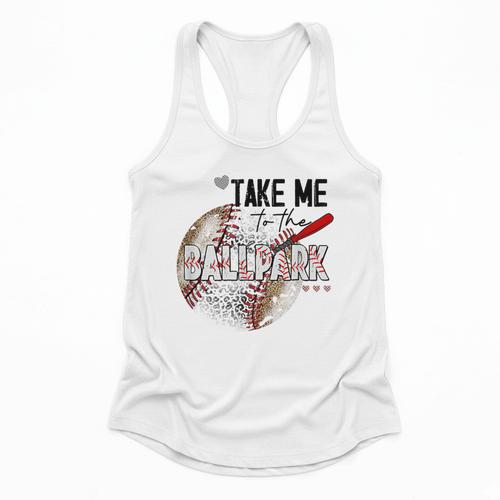 Baseball Moms Cute Take Me To The Ballpark Sports Athletic Flowy Tank - Sportilla