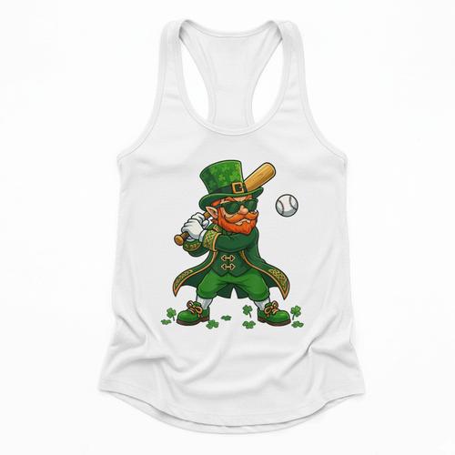 Baseball St Patricks Day Leprechaun Boys Girls Men Women Flowy Tank - Sportilla