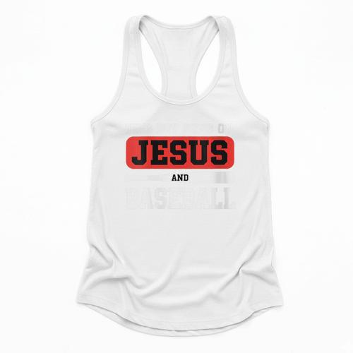 This Boy Runs On Jesus And Baseball Christian Baseball Flowy Tank - Sportilla
