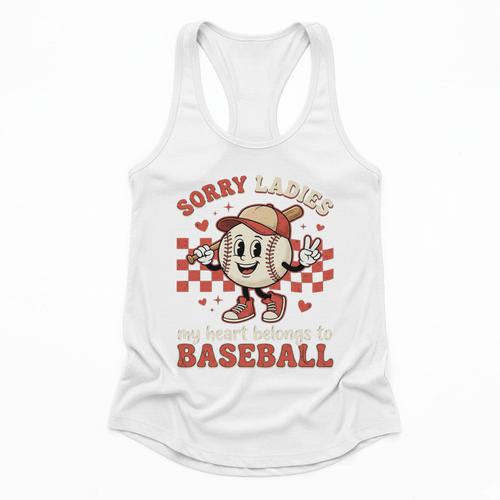 Boys & Women Men Baseball Valentine With Hearts Sporty Love Flowy Tank - Sportilla
