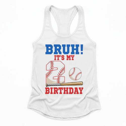 Bruh It's My 2nd Birthday Boy Baseball Themed Party Flowy Tank - Sportilla