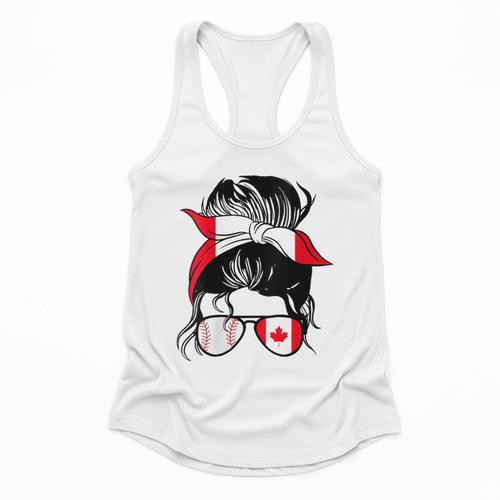 Canadian Baseball Mom Canada Flag Baseball Girl Flowy Tank - Sportilla