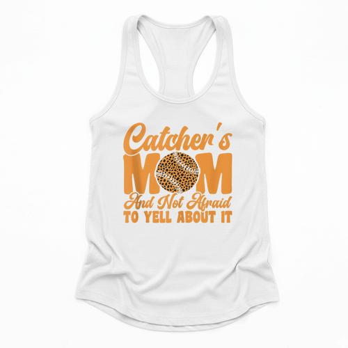 Catcher's Mom And Not Afraid Leopard Baseball Mom Flowy Tank - Sportilla