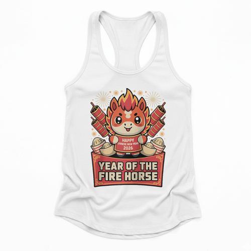 Chinese New Year 2026 Fire Horse Celebration Raglan Baseball Tee Flowy Tank - Sportilla