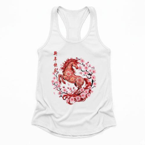 Chinese New Year 2026 Year Of The Horse Raglan Baseball Tee Flowy Tank - Sportilla