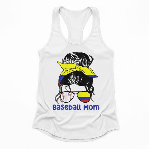 Colombia Baseball Mom Messy Bun Flowy Tank - Sportilla