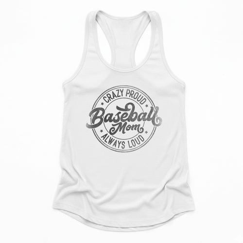 Crazy Proud Always Loud Baseball Mom Saying Graphic Flowy Tank - Sportilla