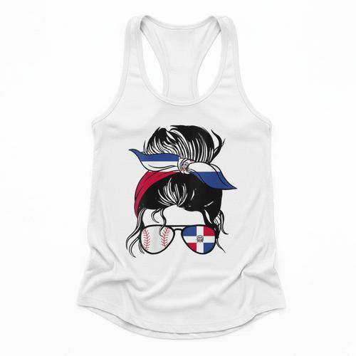 Dominican Baseball Mom Dominican Baseball Girl Flowy Tank - Sportilla
