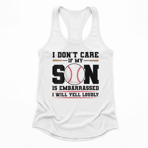 I Don't Care If My Son Is Embarrassed Baseball Mom Flowy Tank - Sportilla