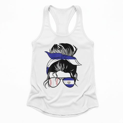 El Salvador Baseball Mom Salvador Baseball Girl Flowy Tank - Sportilla