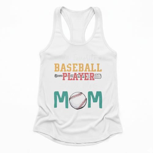 My Favorite Baseball Player Calls Me Mom Baseball Mom Premium Flowy Tank - Sportilla