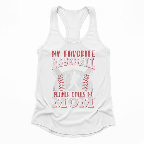 My Favorite Baseball Player Calls Me Mom Proud Baseball Mom Premium Flowy Tank - Sportilla