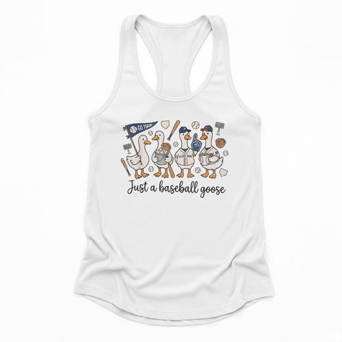 Game Day Just A Baseball Goose Cute Duck Team Sports Flowy Tank - Sportilla