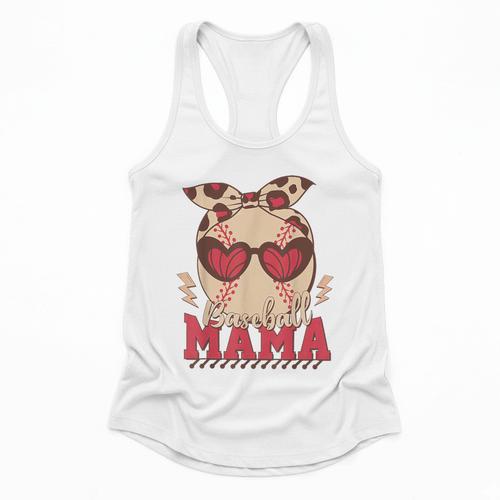 Heart Glasses Baseball Mama Baseball Mom Mother's Day Flowy Tank - Sportilla
