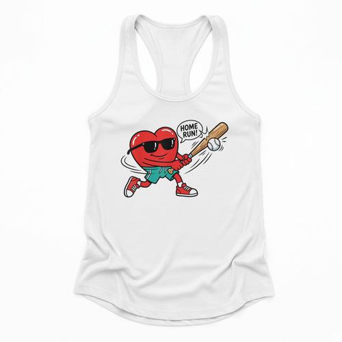 Heart Valentines Day Baseball Men Boys Kids Teens Flowy Tank - Sportilla
