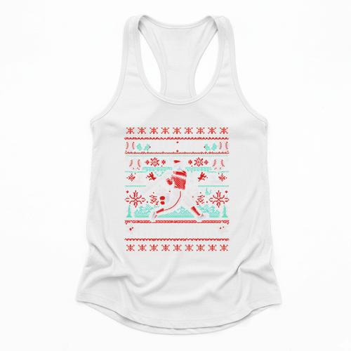 Ho Ho Homerun Baseball Ugly Christmas Sweater Party Hitter Flowy Tank - Sportilla