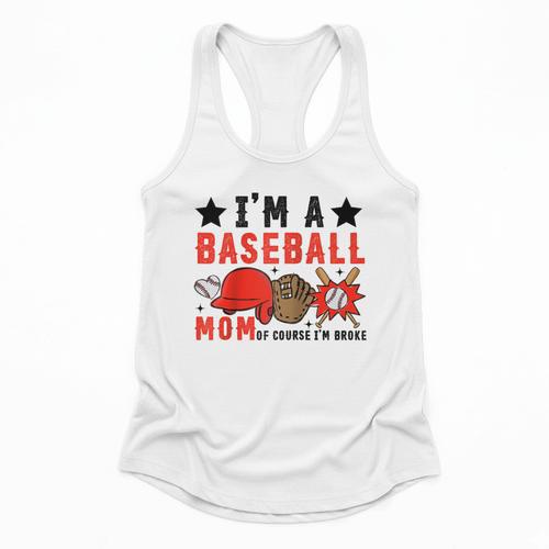 I'm A Baseball Mom Of Course I'm Broke Raglan Baseball Tee Flowy Tank - Sportilla