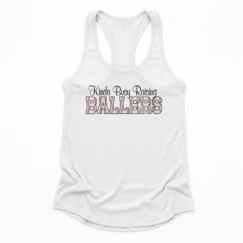 Kinda Busy Raising Ballers Funny Baseball Mom Mother's Day Flowy Tank - Sportilla