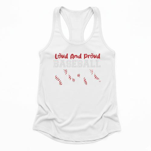 Loud And Proud Baseball Auntie Baseball Mom Heart Flowy Tank - Sportilla
