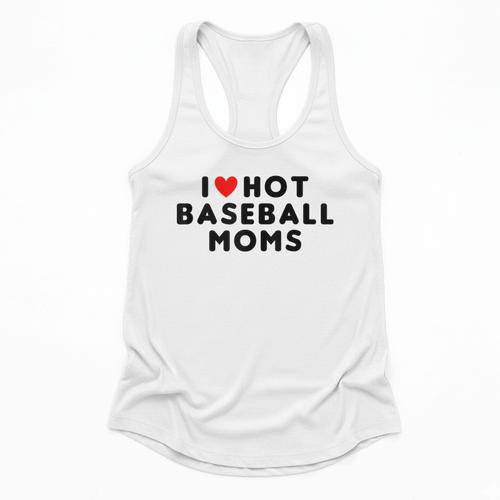 I Love Hot Baseball Moms Red Heart Flowy Tank - Sportilla